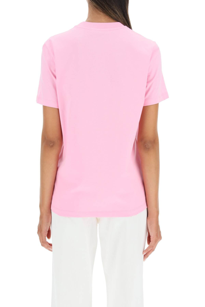 Shop Msgm T-shirt With Brushed Logo In Pink
