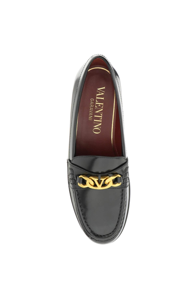Shop Valentino Garavani Vlogo Chain Loafers In Black