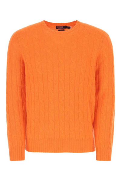Shop Polo Ralph Lauren Crewneck Knitted Jumper In Orange