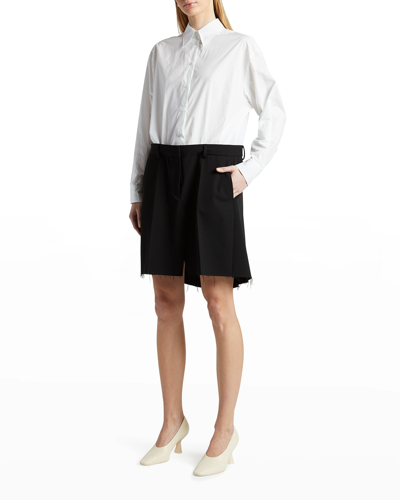 Shop Mm6 Maison Margiela Button-front Tailored Shorts Shirt Dress In White / Black