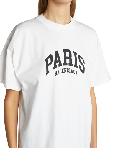 Shop Balenciaga Paris Logo Print T-shirt In Blanc / Noir