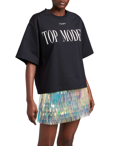 Shop Dolce & Gabbana Top Model Logo Patch T-shirt In Black Print