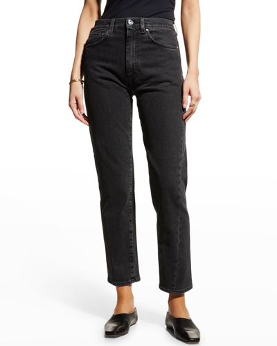 Shop Totême Twisted Seam Straight-leg Ankle Jeans In Grey Wash