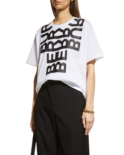 Shop Burberry Carrick Mirror Logo Print T-shirt In White / Black