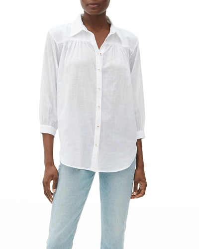 Shop Michael Stars Robyn Striped Button-down Shirt In White