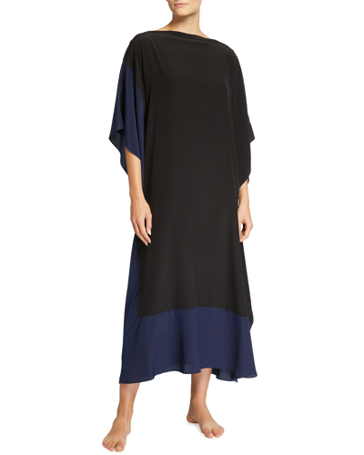 Shop Ocean + Main Colorblock Boat-neck Long Caftan In Black / Navy