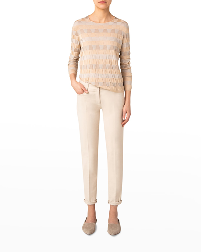 Shop Akris Trapezoid Jacquard Knit Pullover In Cardboard