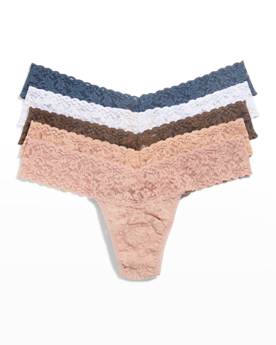 Shop Hanky Panky 5-pack Low-rise Multicolor Lace Thongs In Mars Multi