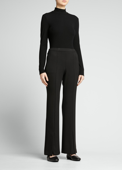 Shop Theory Demitria Flare Double-knit Vented Pants In Black
