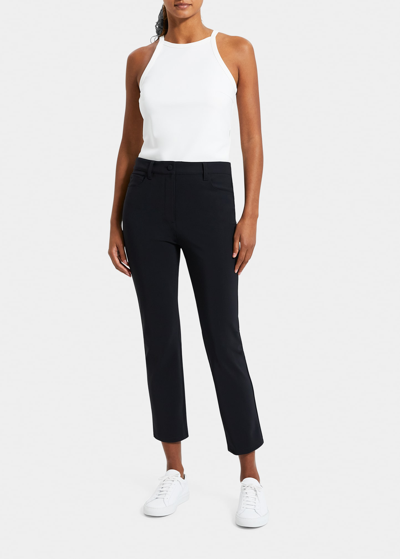 Shop Theory Treeca Precision Ponte Five-pocket Cropped Pants In Black