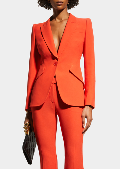Shop Alexander Mcqueen Classic Single-breasted Suiting Blazer In Dark Sunset