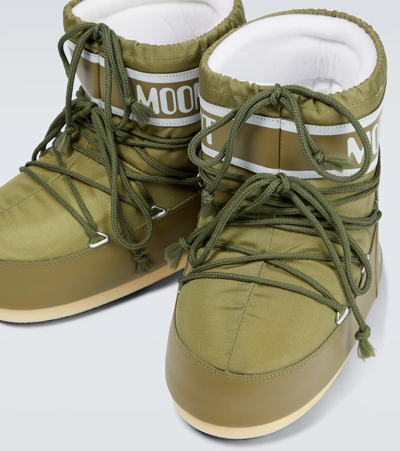 Shop Moon Boot Icon Low Nylon Snow Boots In Khaki