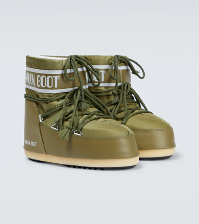 Shop Moon Boot Icon Low Nylon Snow Boots In Khaki