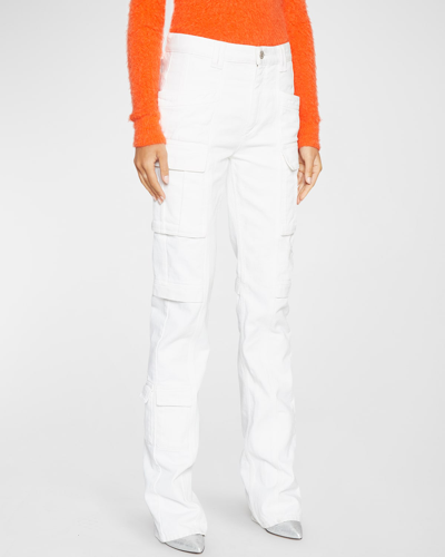 Shop Isabel Marant Vokayo Mid-rise Straight-leg Cargo Pants In White