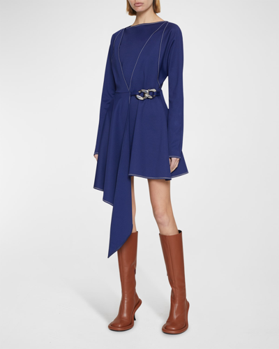 Shop Jw Anderson Asymmetric Chain-link Mini Wrap Dress In Oxford Blue