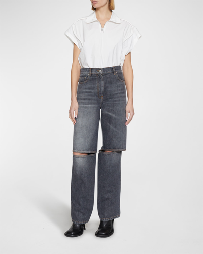 Shop Jw Anderson Knee Cutout Bootcut Jeans In Grey