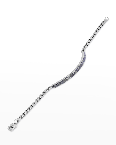 Shop Tateossian Men's Pavé Black Diamond Chain Bracelet, Medium In Silver