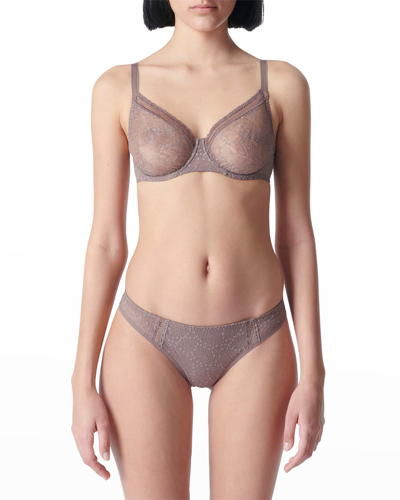 Shop Simone Perele Comete Molded Full Cup Convertible Lace Bra In Sweet Chestnut