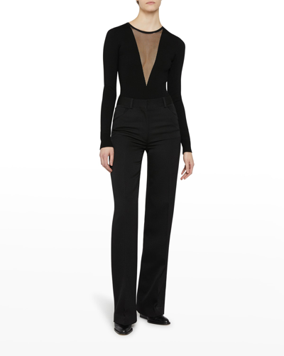 Shop Victoria Beckham Mesh Panel Bodysuit In Black