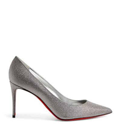 Shop Christian Louboutin Kate Glittered Leather Pumps 85 In Silver