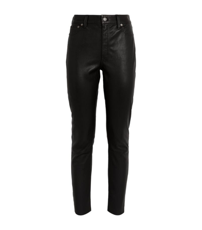 Shop Polo Ralph Lauren Leather Trousers In Black