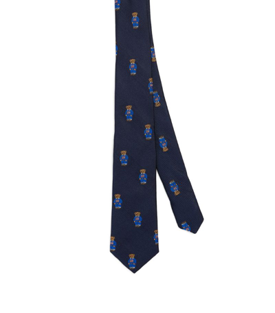 Shop Ralph Lauren Silk Twill Polo Bear Tie In Navy