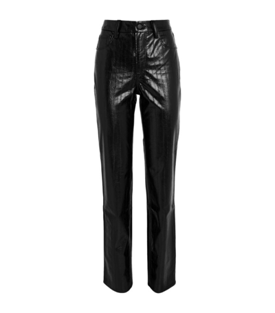 Shop Good American Faux Leather Icon Jeans In Black