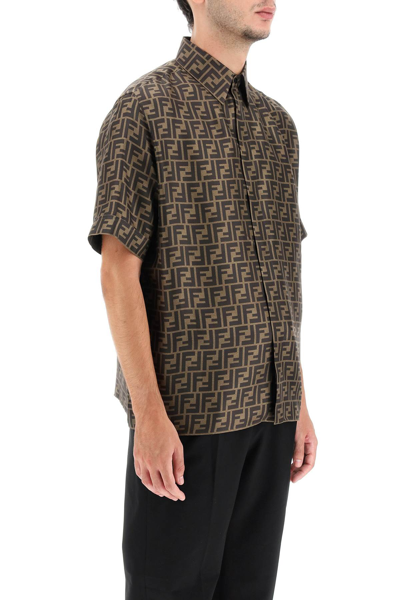 Shop Fendi Ff Silk Short Sleeve Shirt