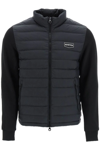 Shop Duvetica 'fossi' Light Down Jacket With Jersey Sleeves In Black