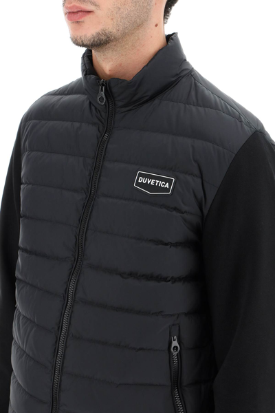 Shop Duvetica 'fossi' Light Down Jacket With Jersey Sleeves In Black