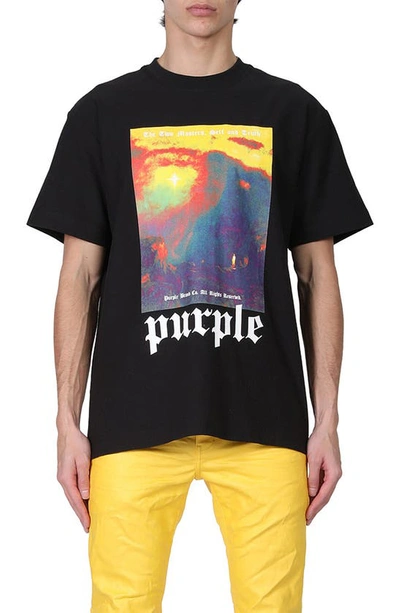 Shop Purple Brand Textured Triumph Cotton Graphic Tee In Black Beauty