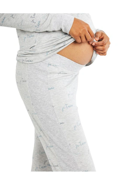 Shop A Pea In The Pod Je T'aime Print Maternity Pajamas In Heather Grey