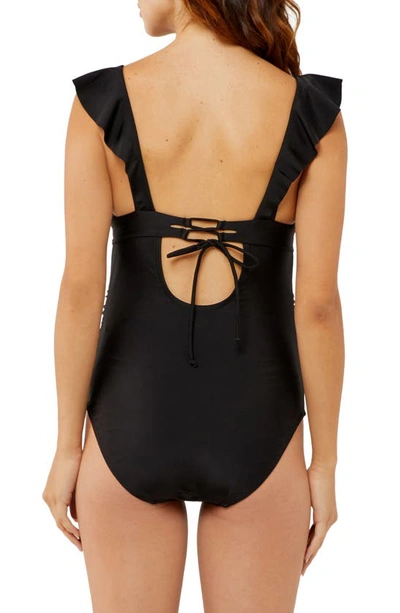 Shop A Pea In The Pod Ruffle One-piece Maternity Swimsuit In Black