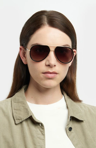 Shop Carrera Eyewear 58mm Polarized Aviator Sunglasses In Black Gold / Brown Gradient