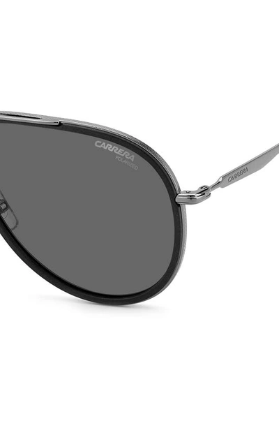 Shop Carrera Eyewear 58mm Polarized Aviator Sunglasses In Matte Black / Gray Polar