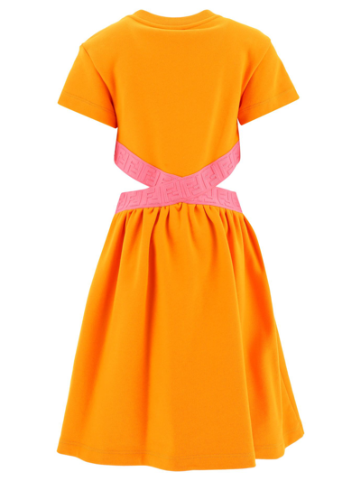 Shop Fendi Girls Orange Cotton Dress