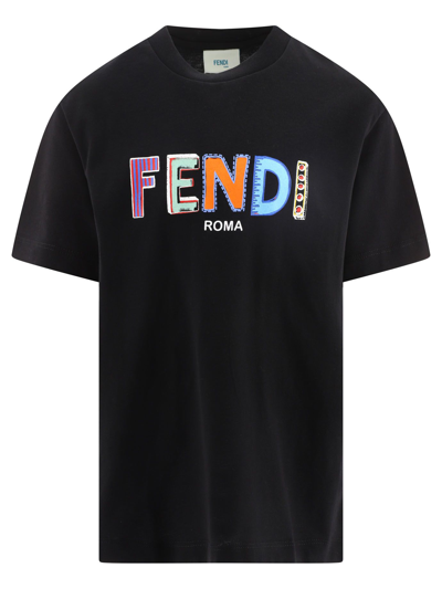 Shop Fendi Boys Black Cotton T-shirt