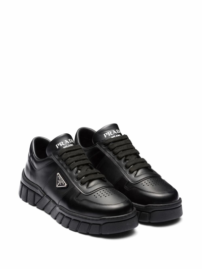Shop Prada Men's Black Leather Sneakers