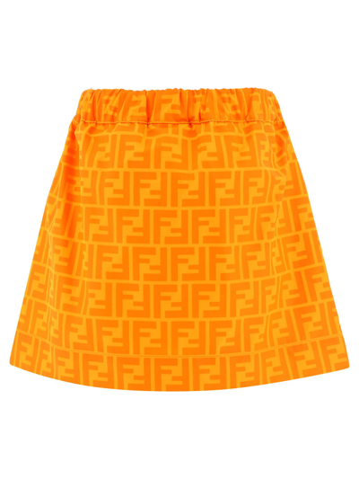 Shop Fendi Girls Orange Polyamide Skirt