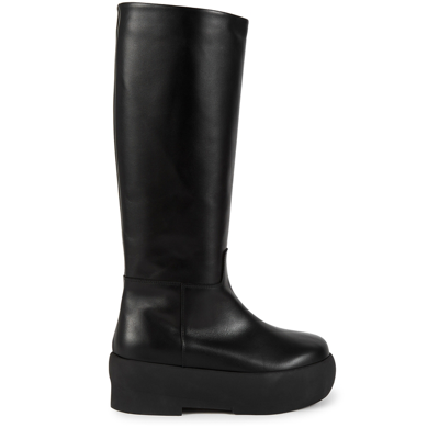 Shop Gia Borghini Gia 16 Black Leather Knee-high Boots