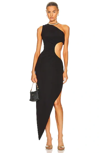 Shop Norma Kamali Sunburst One Shoulder Gown In Black