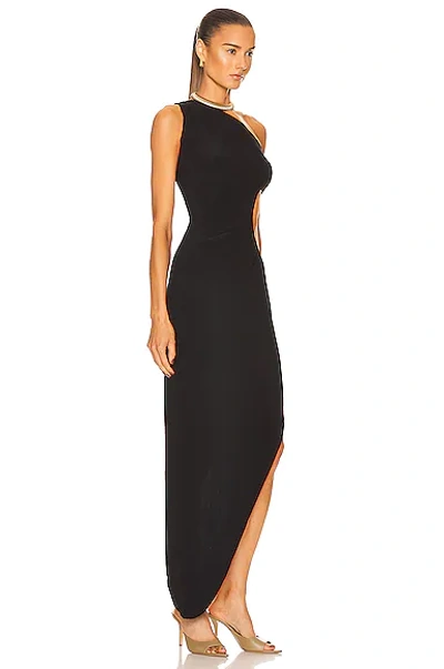 Shop Norma Kamali Sunburst One Shoulder Gown In Black