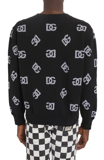 Shop Dolce & Gabbana Allover Dg Logo Crewneck Sweater In Combined Colour