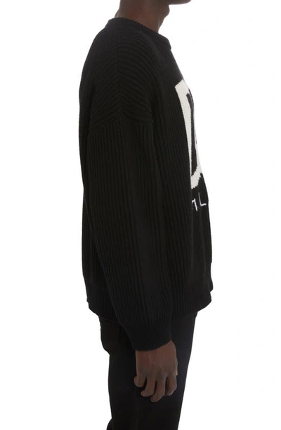Shop Dolce & Gabbana Intarsia Logo Cashmere & Virgin Wool Rib Sweater In Black/ White