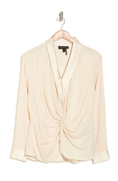 Shop Donna Karan Woman Twisted Silk Blend Blouse In Parchment