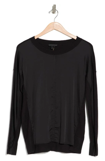 Shop Donna Karan Woman Mixed Media Sweater In Black