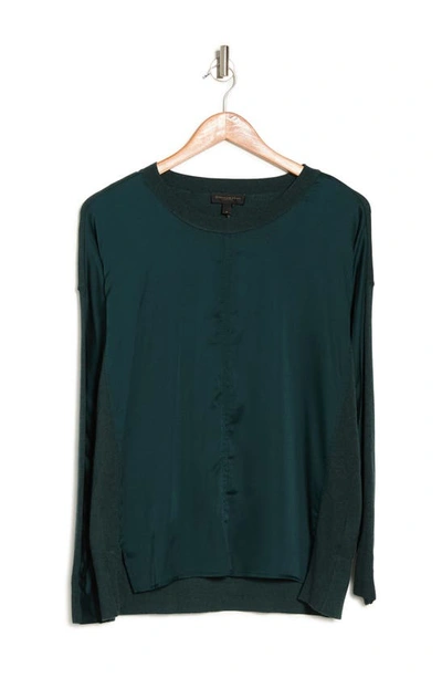 Shop Donna Karan Woman Mixed Media Sweater In Emerald