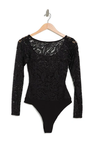 Shop Donna Karan Woman Scoop Back Lace Bodysuit In Black