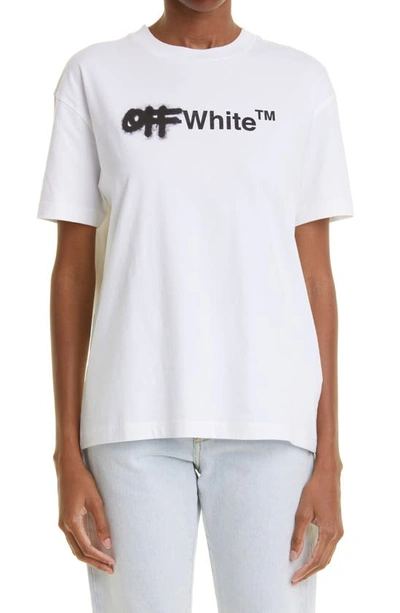 Shop Off-white Spray Paint Logo Cotton Graphic Tee In White Black