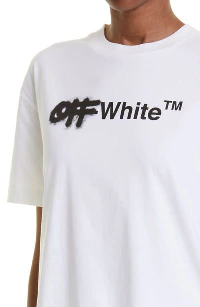Shop Off-white Spray Paint Logo Cotton Graphic Tee In White Black